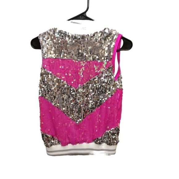 WEISSMAN Button Down Vest Large Pink Silver White Polyester/Spandex Nylon Cotton - Picture 2 of 3